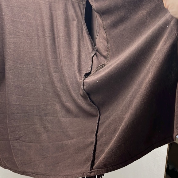 Fringe, light suede feel jacket, large-ext large, zipper front, dark brown - Picture 4 of 12